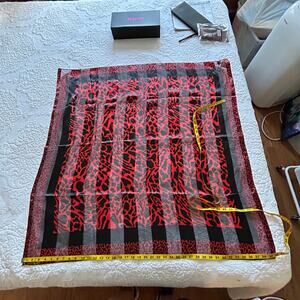 NWT Vintage JC Penney Red Black Scarf Animal Print 40 x 40 in Square Silk Feel